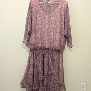 Vintage Spencer Alexis Sheer Long Sleeve Floral Ruffle Skirt 16